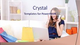  Presentation with credit card - Colorful PPT theme enhanced with students internet - young woman sitting with laptop backdrop and a sky blue colored foreground