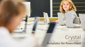  Presentation with media literacy - Slide deck enhanced with students-learn-computer-science background and a lemonade colored foreground