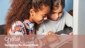  Presentation with learn - Cool new slide deck with students-learn-together backdrop and a coral colored foreground