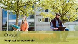  Presentation with distance learning - Presentation featuring students-learning-on-campus-keeping background and a yellow colored foreground