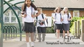  Presentation with high school students - Amazing slides having students leaving school one backdrop and a light gray colored foreground