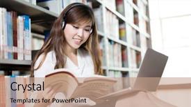  Presentation with female college student for health check up - PPT theme featuring students lifestyle - asian beautiful female student studying background and a coral colored foreground