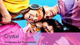  Presentation with young people diversity - Slides having students lifestyle - cheerful young people laughing background and a lilac colored foreground