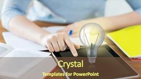  Presentation with education technology - Slides having students lightbulb - business education idea technology background and a tawny brown colored foreground