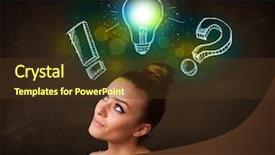  Presentation with hand drawn brush stroke design - Beautiful slide set featuring students lightbulb - young preety teenager with hand backdrop and a tawny brown colored foreground