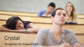  Presentation with amphitheater - PPT layouts featuring students listening a lecturer while background and a coral colored foreground