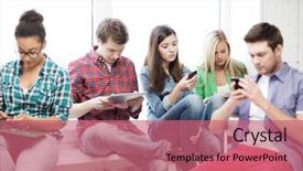  Presentation with students - Slide deck with students looking at their phone background and a coral colored foreground