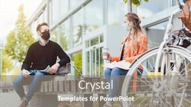  Presentation with face masks - PPT theme with students-on-university-campus-keeping background and a gray colored foreground