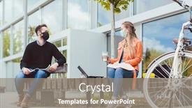  Presentation with face masks - Theme featuring students-on-university-campus-keeping background and a gray colored foreground