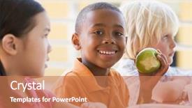  Presentation with lunch - Colorful PPT layouts enhanced with students outdoors eating lunch selective backdrop and a coral colored foreground