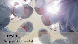  Presentation with medical students - PPT layouts featuring students practicing surgery on model background and a soft green colored foreground