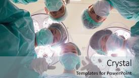  Presentation with medical students - Audience pleasing slide deck consisting of students practicing surgery on model backdrop and a light blue colored foreground