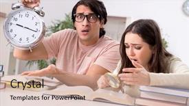  Presentation with exam - Colorful PPT theme enhanced with university family learning - students preparing for exam together backdrop and a  colored foreground