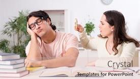  Presentation with test exam student - Beautiful theme featuring students preparing for exam together at home backdrop and a lemonade colored foreground