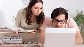  Presentation with exam - Presentation theme featuring students-preparing-for-exam-together background and a coral colored foreground