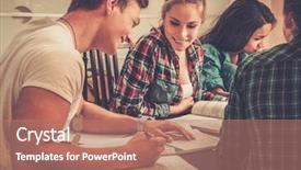  Presentation with multi ethnic group - Slides having students preparing for exam background and a coral colored foreground