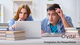  Presentation with diverse high school students - Colorful slide set enhanced with students preparing to school exam backdrop and a light gray colored foreground