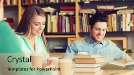  Presentation with coffee book - Amazing PPT theme having students reading books drinking coffee backdrop and a lemonade colored foreground