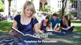  Presentation with college campus - Audience pleasing PPT layouts consisting of students reading books in college campus backdrop and a ocean colored foreground