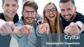  Presentation with students working in groups - Presentation design with students rejoice at the performance background and a  colored foreground