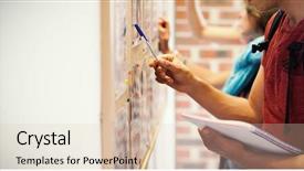  Presentation with college students - Amazing PPT layouts having students searching something on notice backdrop and a lemonade colored foreground