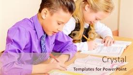  Presentation with students - Presentation theme consisting of students-sit-at-their-desk background and a lemonade colored foreground