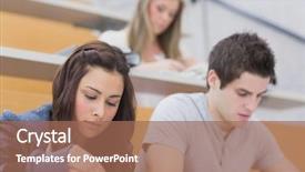  Presentation with lecture hall - Presentation consisting of students sitting at the lecture background and a  colored foreground