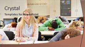  Presentation with at risk high school students - Slide deck featuring students sleeping in school class background and a soft green colored foreground