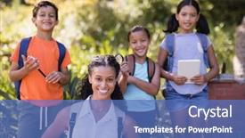  Presentation with teacher - Beautiful slides featuring students standing at nature reserve backdrop and a teal colored foreground