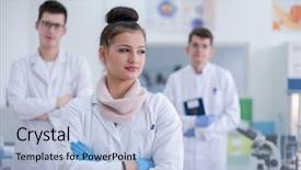  Presentation with medical student - Cool new slides with students standing together in chemistry backdrop and a light blue colored foreground