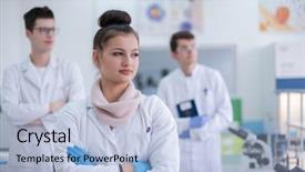  Presentation with medical student - Amazing slides having students standing together in chemistry backdrop and a light blue colored foreground