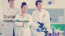  Presentation with medical teamwork - Beautiful PPT theme featuring students standing together in chemistry backdrop and a lemonade colored foreground