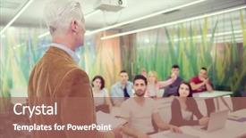  Presentation with professor - Colorful presentation enhanced with students study with professor backdrop and a coral colored foreground