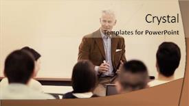  Presentation with professor - Cool new slide set with students study with professor backdrop and a lemonade colored foreground