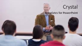  Presentation with professor - Beautiful presentation theme featuring students study with professor backdrop and a light gray colored foreground