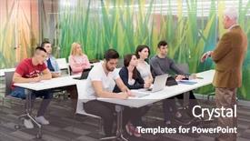  Presentation with professor - Slide deck with students study with professor background and a  colored foreground