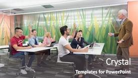  Presentation with professor - Beautiful theme featuring students study with professor backdrop and a  colored foreground