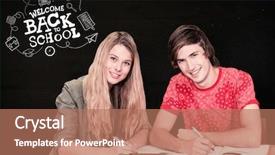  Presentation with black students - Colorful PPT theme enhanced with students studying against black backdrop and a coral colored foreground