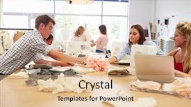  Presentation with design fashion - PPT theme featuring set of two soup borscht and mushroom cream soup in a saucepan on restaurant table healthy vegetarian food concept background and a tawny brown colored foreground