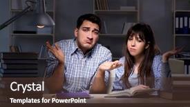  Presentation with students and covid - Amazing PPT theme having students studying late at night backdrop and a  colored foreground