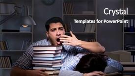  Presentation with late - Slide set consisting of students studying late at night background and a  colored foreground