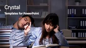  Presentation with students at academic institutions - Presentation theme consisting of students studying late at night background and a  colored foreground