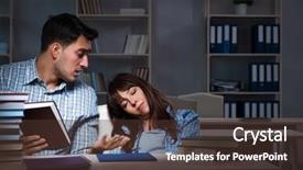  Presentation with late - Colorful presentation theme enhanced with students studying late at night backdrop and a  colored foreground