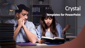  Presentation with recognition of students - Slide set having students studying late at night background and a  colored foreground