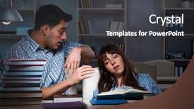  Presentation with students at academic institutions - Colorful presentation theme enhanced with students studying late at night backdrop and a dark gray colored foreground