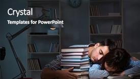  Presentation with students at academic institutions - Presentation theme having students studying late at night background and a  colored foreground