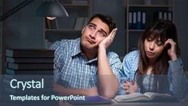  Presentation with recognition of students - Slide set enhanced with students studying late at night background and a  colored foreground