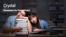 Presentation with millennial students - Cool new PPT theme with students studying late at night backdrop and a  colored foreground
