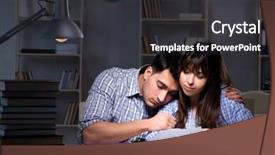  Presentation with late - Slides enhanced with students studying late at night background and a  colored foreground