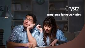  Presentation with late - Beautiful slides featuring students studying late at night backdrop and a  colored foreground